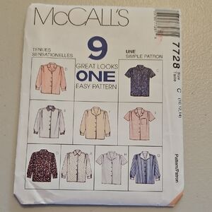 McCall's Women's Sewing Pattern - Classic Blouse Styles in Pink and Blue